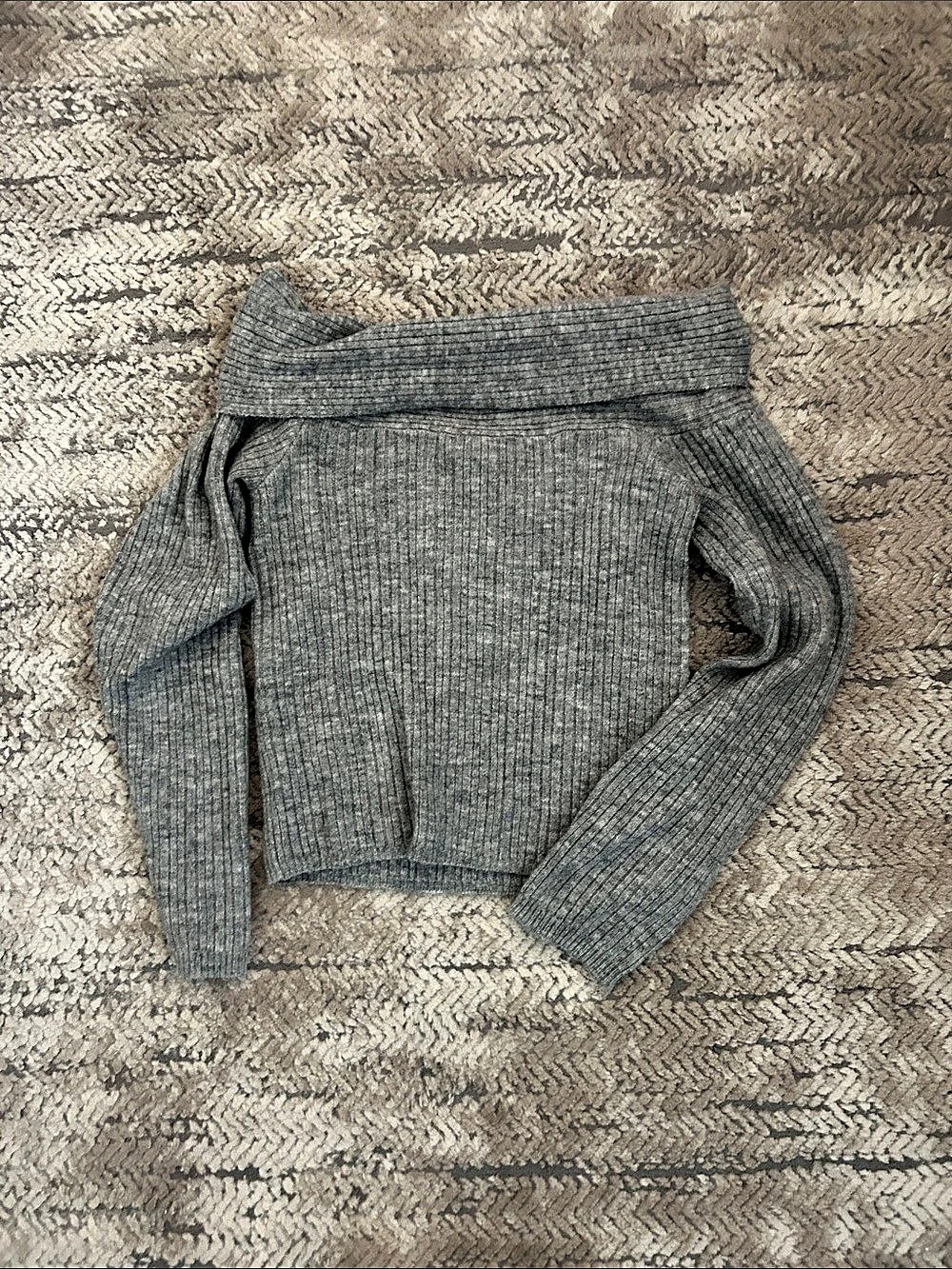 Express Ribbed Cowl Neck Sweater Gray Size Small